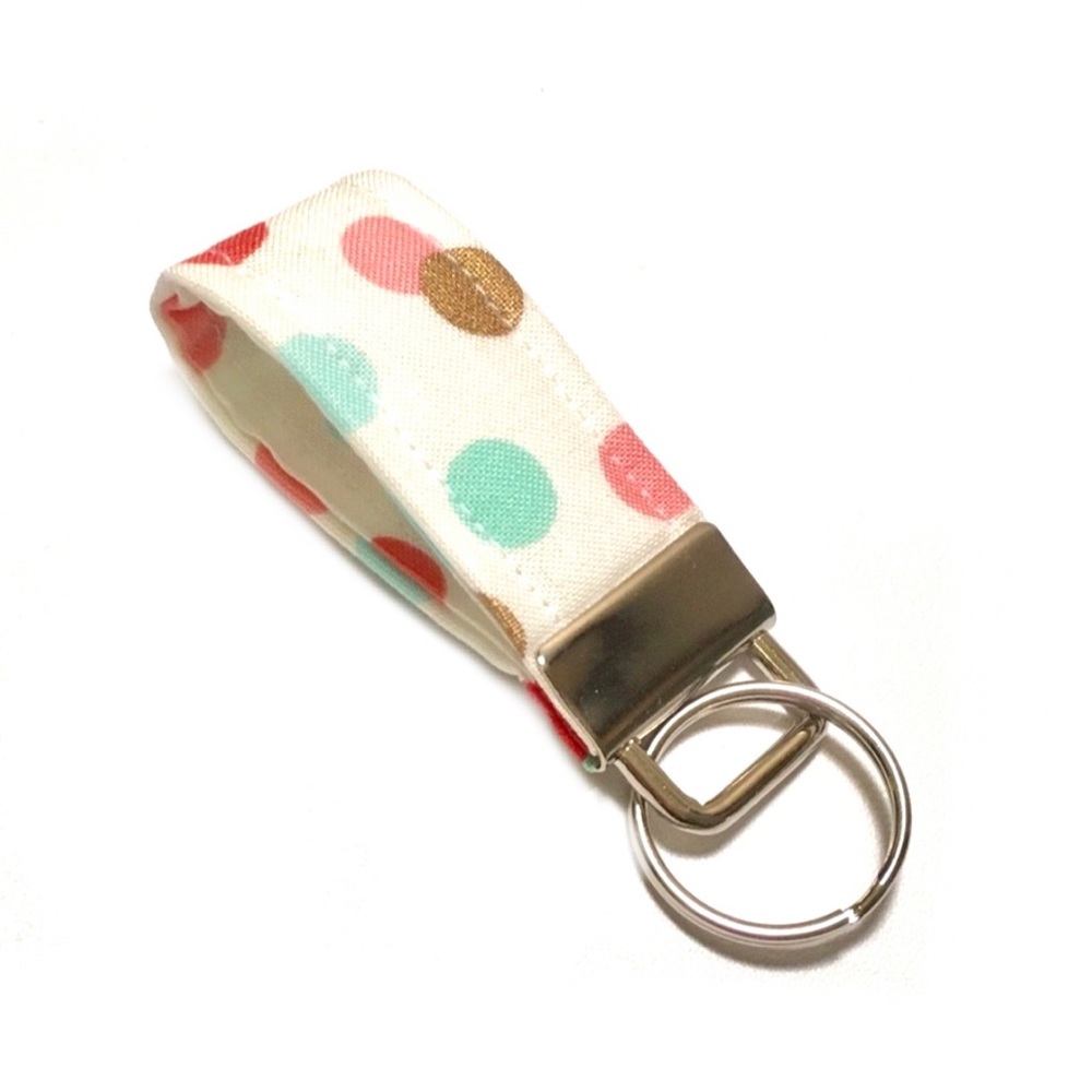 Mini Colorful Polka Dot Key Fob Keychain